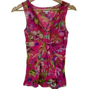 Vintage Sweet Pea NY&C Size: S Y2K Mesh Hot Pink Tropical Floral Tank Top
